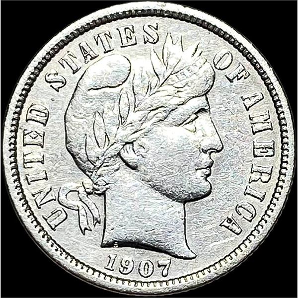 1907 Barber Dime ABOUT UNCIRCULATED