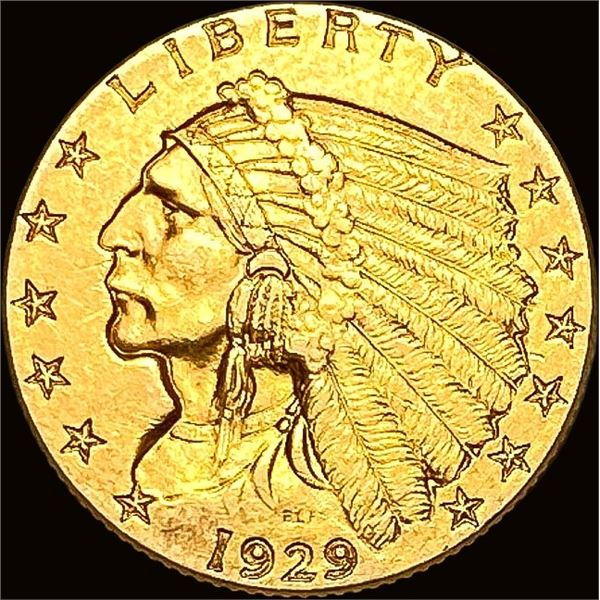 1929 Indian Head Gold $2.5 Quarter Eagle GEM BU