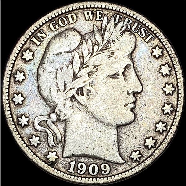 1909-S Silver Barber Half Dollar LIGHTLY CIRCULATED