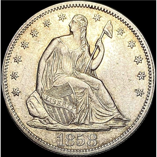1858 Silver Half Dollar (Seated Liberty) CLOSELY UNCIRCULATED