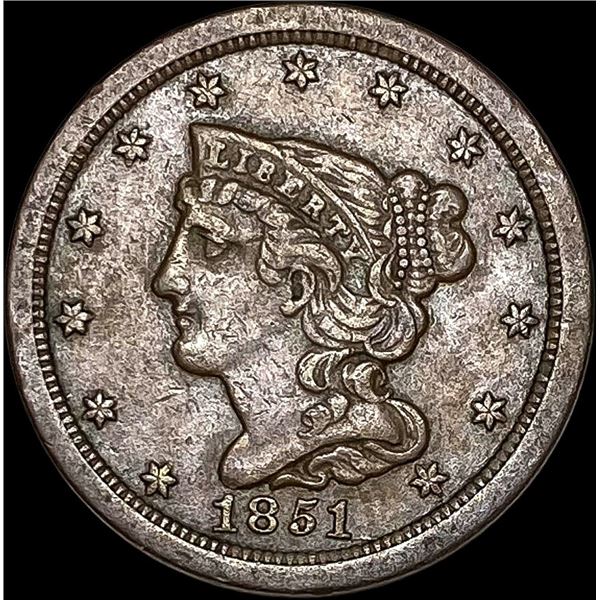 1851 Braided Hair Half Cent CLOSELY UNCIRCULATED