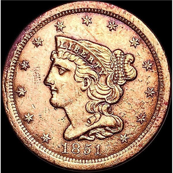 1851 Braided Hair Half Cent UNCIRCULATED