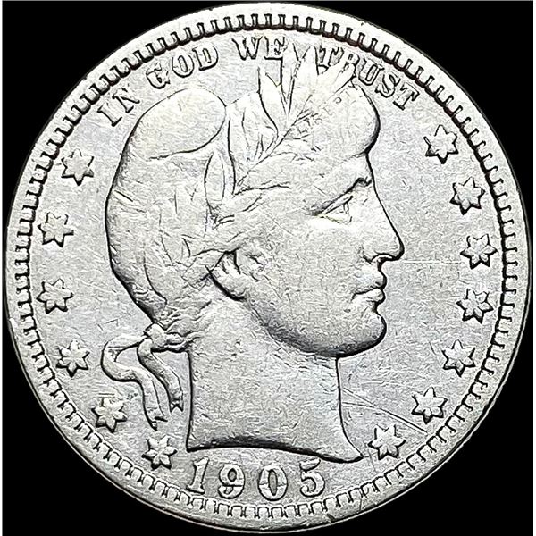 1905-S Silver Barber Quarter LIGHTLY CIRCULATED