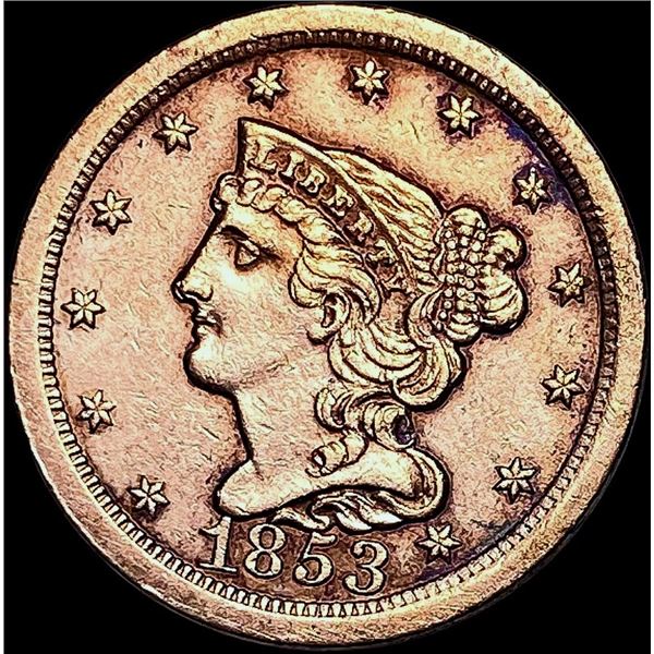 1853 Braided Hair Half Cent CHOICE AU