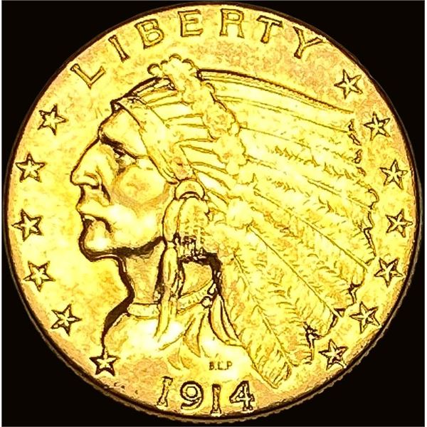 1914 Indian Head Gold $2.50 Quarter Eagle CLOSELY UNCIRCULATED