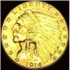 Image 1 : 1914 Indian Head Gold $2.50 Quarter Eagle CLOSELY UNCIRCULATED
