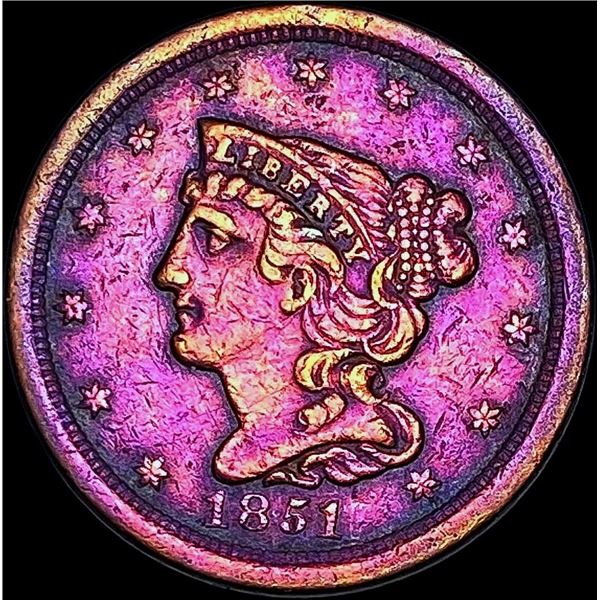 1851 Braided Hair Half Cent CHOICE BU