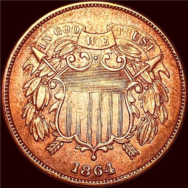 1864 Copper 2 Cents CHOICE AU