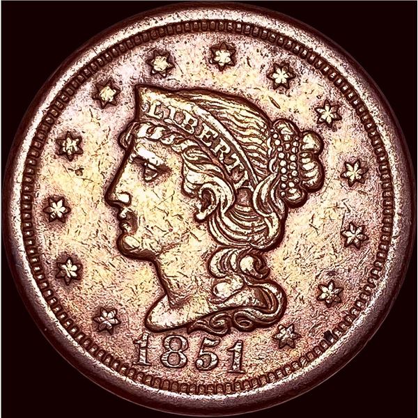 1851 Braided Hair Large Cent CLOSELY UNCIRCULATED
