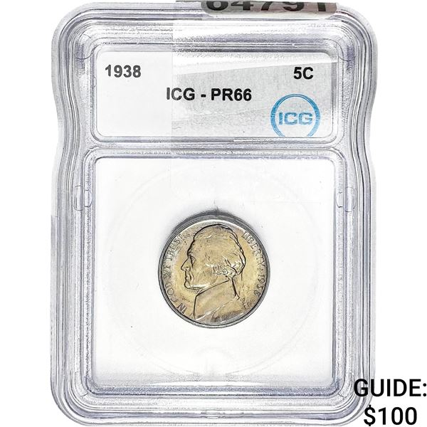 1938 Jefferson Nickel ICG PR66