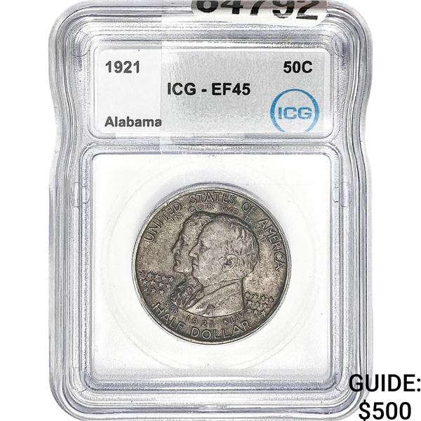 1921 Alabama Half Dollar ICG EF45