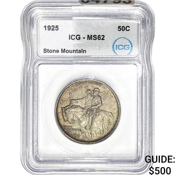 1925 Stone Mountain Half Dollar ICG MS62