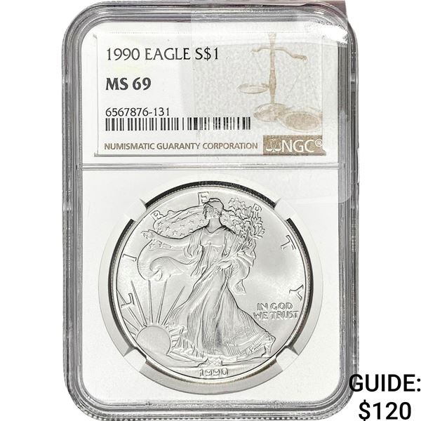 1990 $1 Silver Eagle NGC MS69