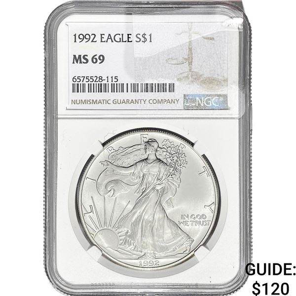 1992 $1 Silver Eagle NGC MS69