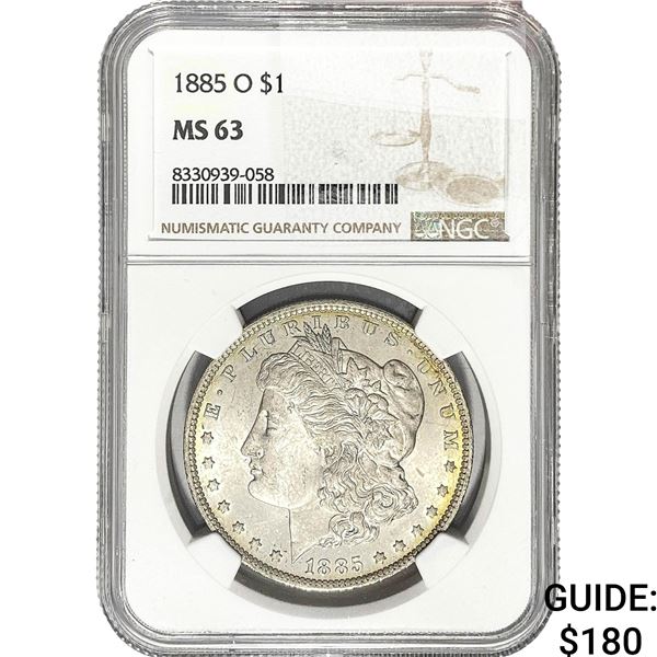 1885-O Morgan Silver Dollar NGC MS63