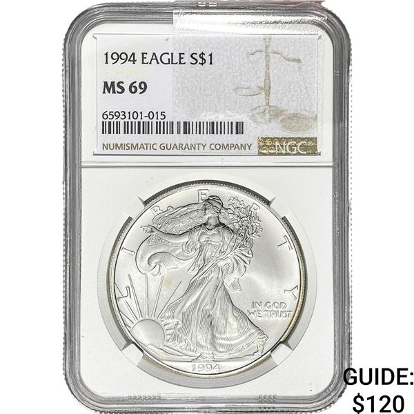 1994 $1 Silver Eagle NGC MS69