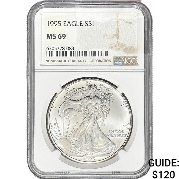 1995 $1 Silver Eagle NGC MS69
