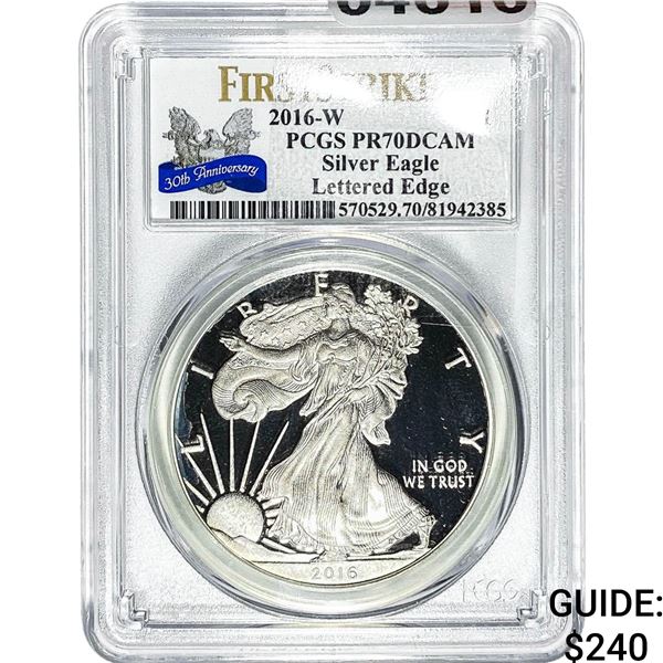 2016-W $1 Silver Eagle PCGS PR70 DCAM