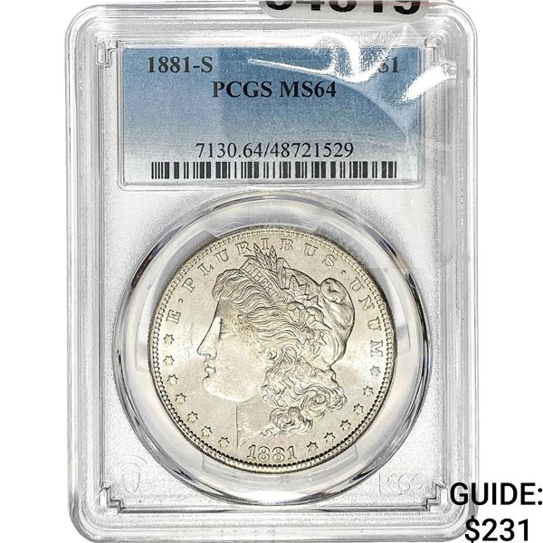 1881-S Morgan Silver Dollar PCGS MS64
