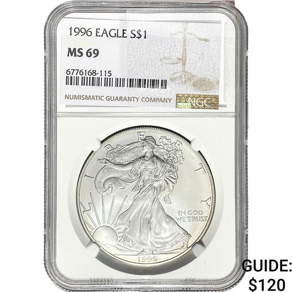 1996 $1 Silver Eagle NGC MS69