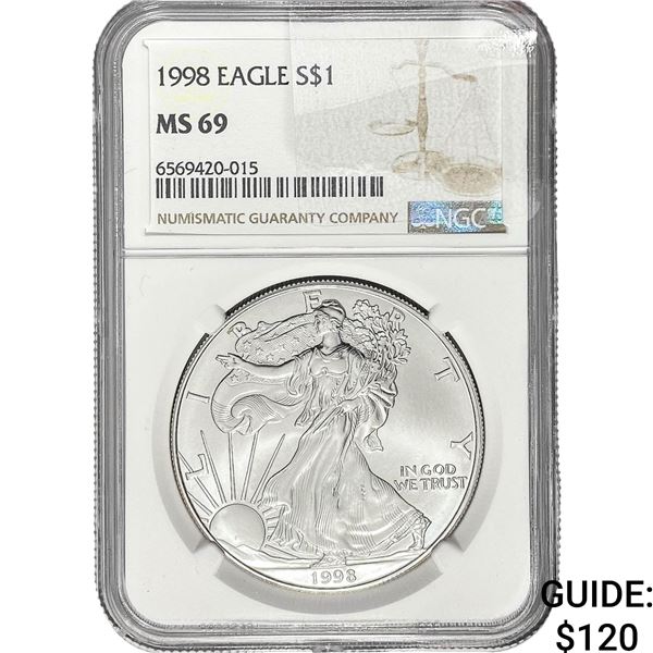 1998 $1 Silver Eagle NGC MS69