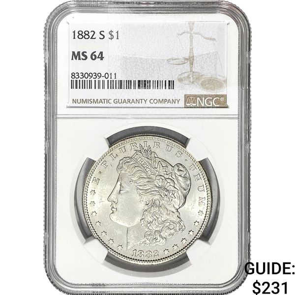 1882-S Morgan Silver Dollar NGC MS64