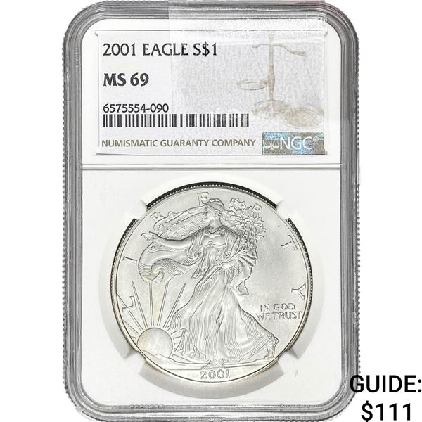 2001 $1 Silver Eagle NGC MS69