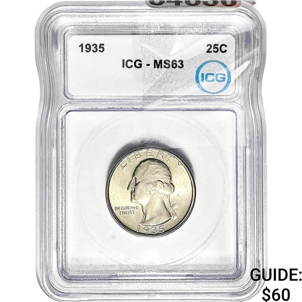 1935 Washington Silver Quarter ICG MS63