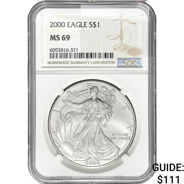 2000 $1 Silver Eagle NGC MS69