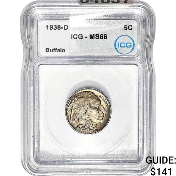 1938-D Buffalo Nickel ICG MS66