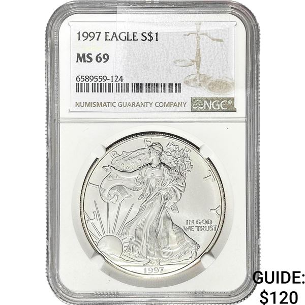1997 $1 Silver Eagle NGC MS69