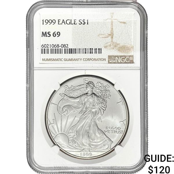 1999 $1 Silver Eagle NGC MS69