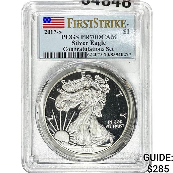 2017-S $1 Silver Eagle PCGS PR70 DCAM