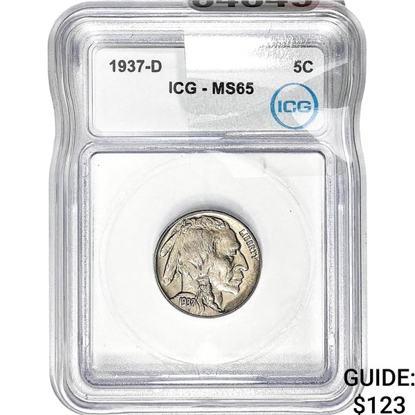 1937-D Buffalo Nickel ICG MS65