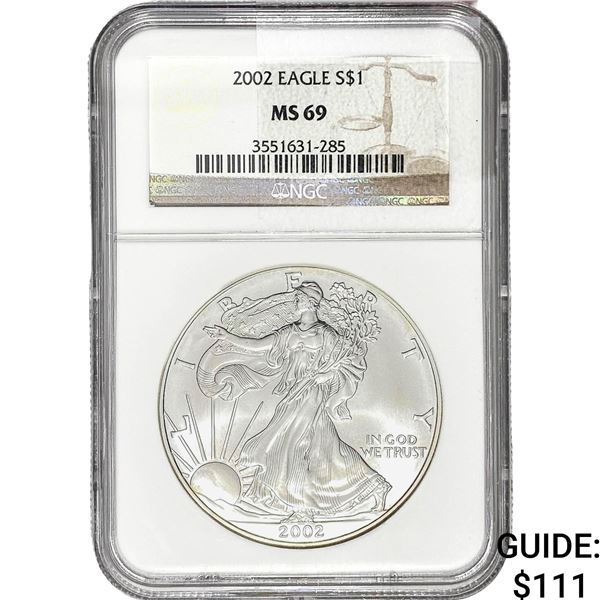 2002 $1 Silver Eagle NGC MS69