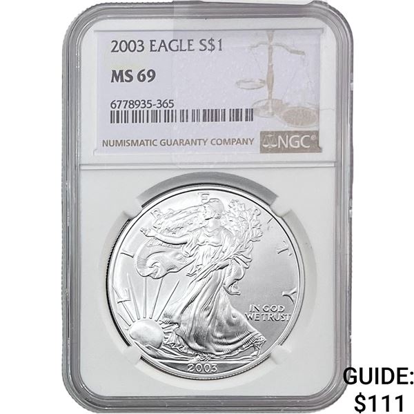 2003 $1 Silver Eagle NGC MS69