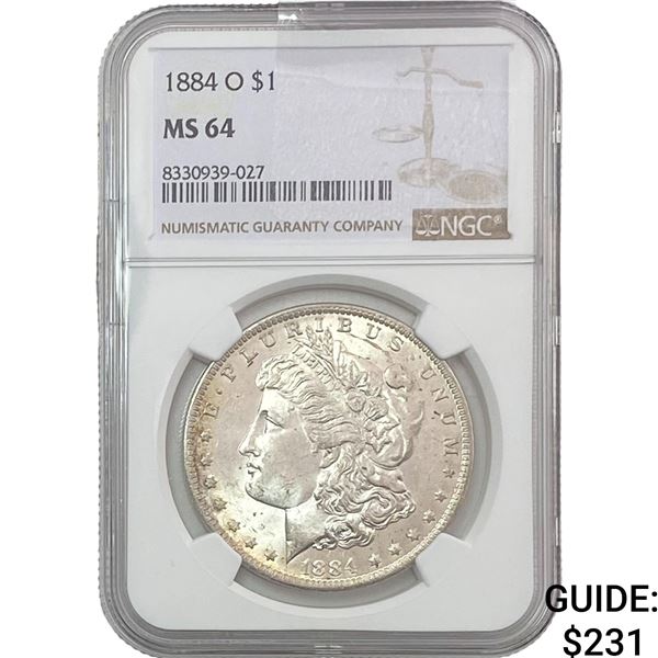 1884-O Morgan Silver Dollar NGC MS64