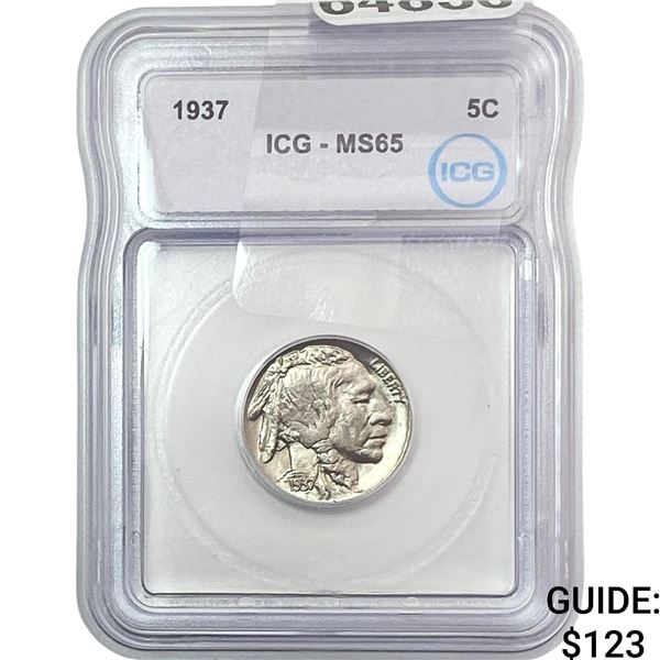 1937 Buffalo Nickel ICG MS65