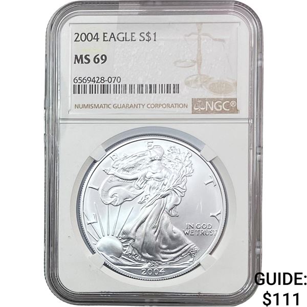 2004 $1 Silver Eagle NGC MS69