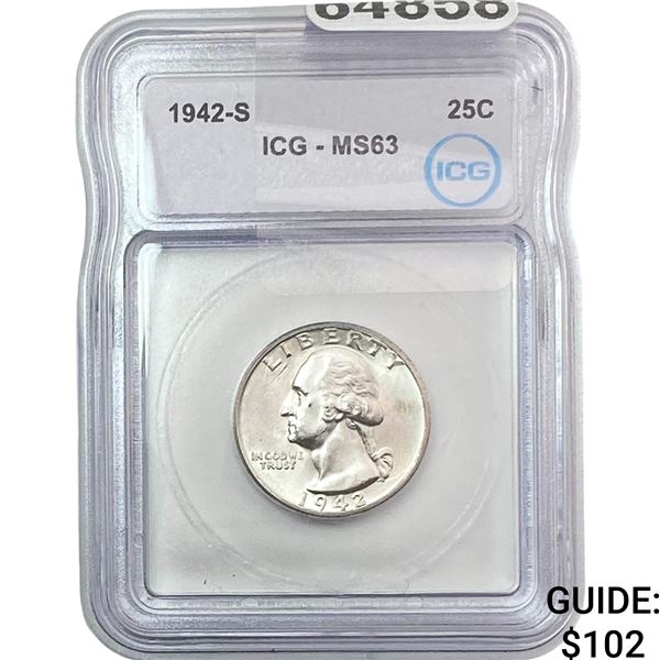 1942-S Washington Silver Quarter ICG MS63