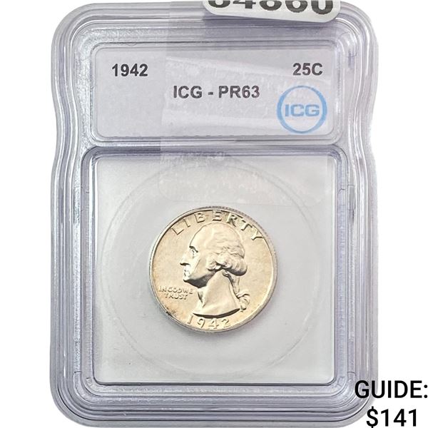 1942 Washington Silver Quarter ICG PR63