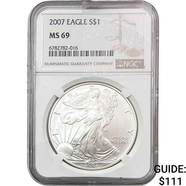 2007 $1 Silver Eagle NGC MS69