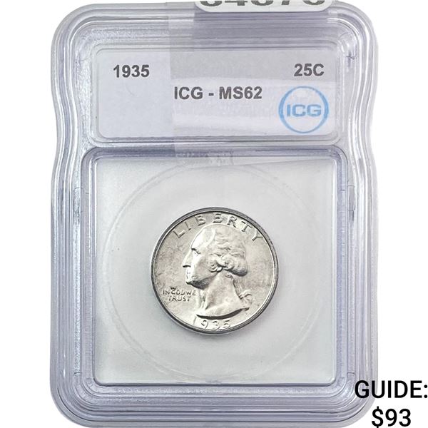 1935 Washington Silver Quarter ICG MS62