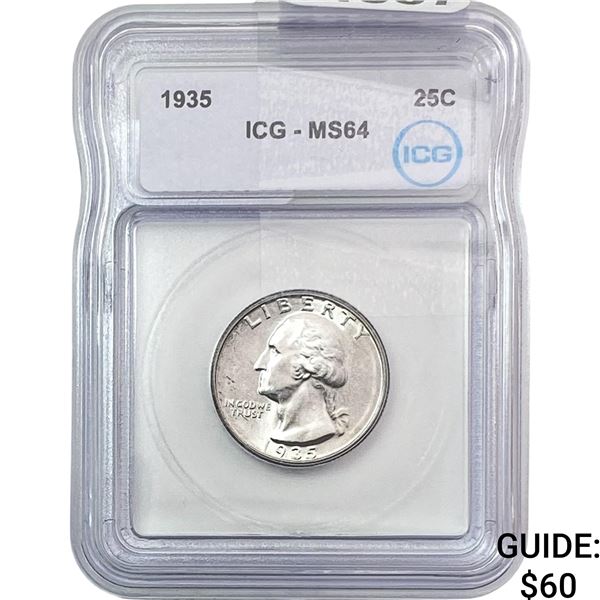1935 Washington Silver Quarter ICG MS64