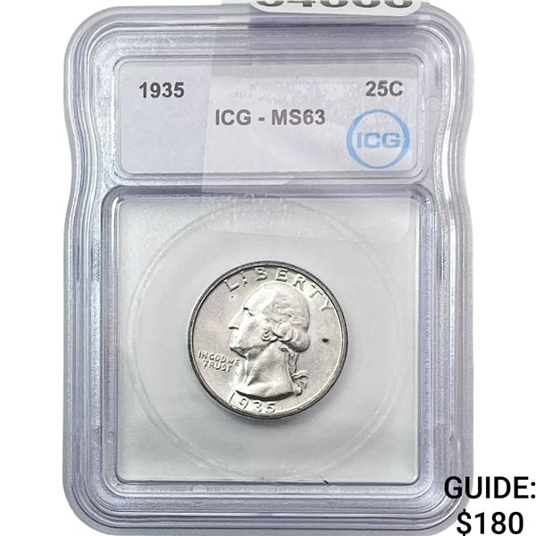 1935 Silver Washington Quarter ICG MS63