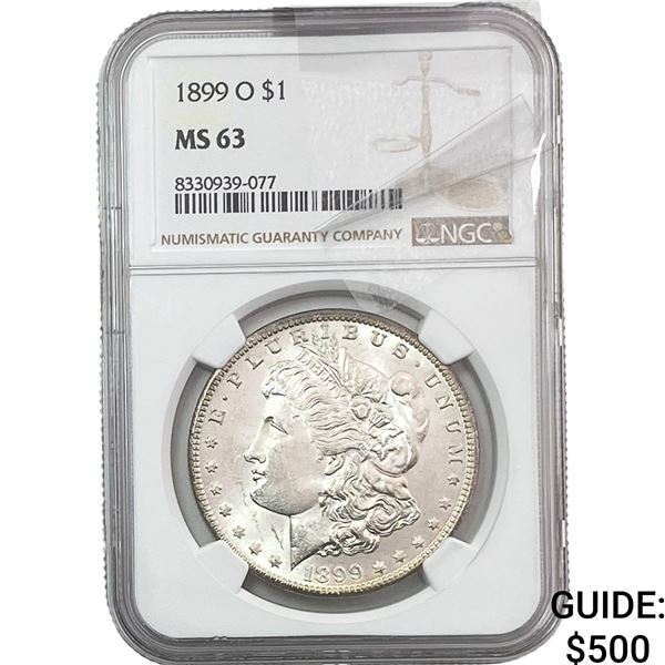 1899-O Morgan Silver Dollar NGC MS63