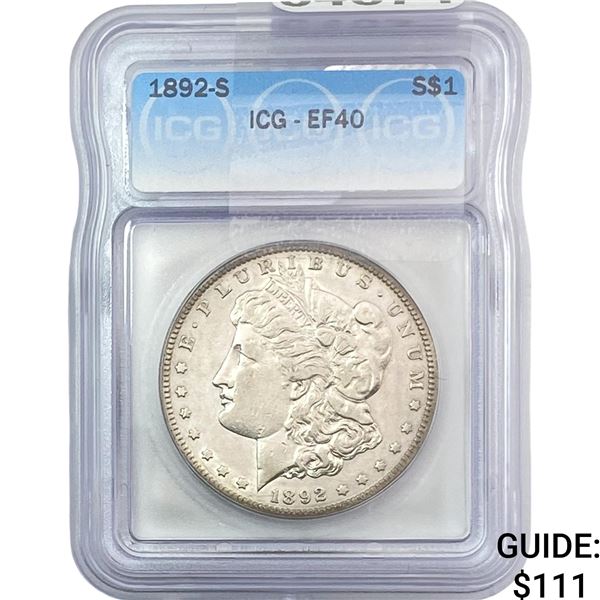 1892-S Morgan Silver Dollar ICG EF40