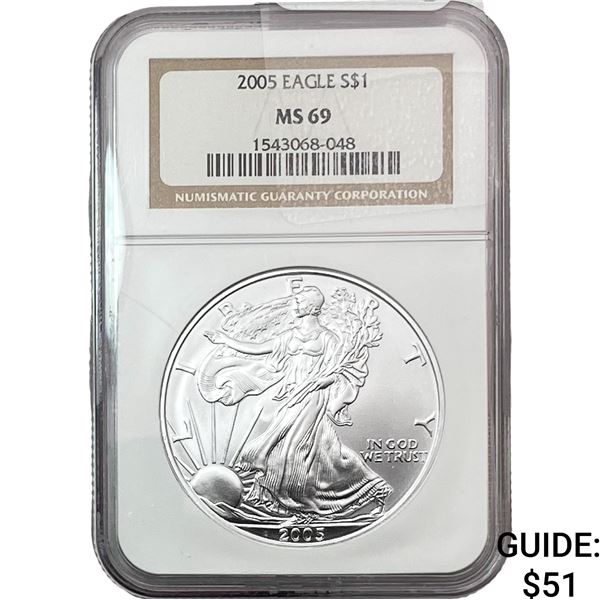 2005 Silver $1 Eagle NGC MS69