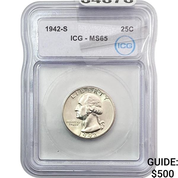 1942-S Washington Silver Quarter ICG MS65