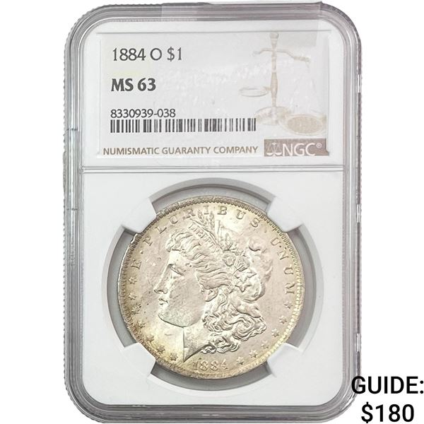 1884-O Morgan Silver Dollar NGC MS63